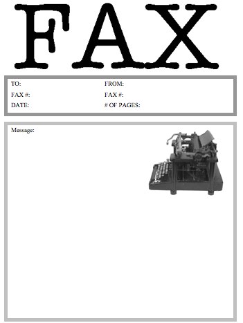 Typewriter fax cover sheet