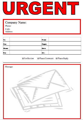 Urgent #4 fax cover sheet