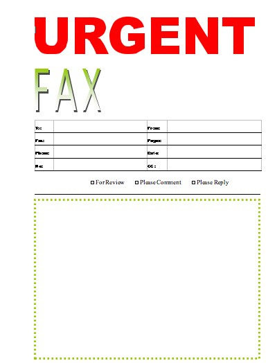 Urgent #5 fax cover sheet