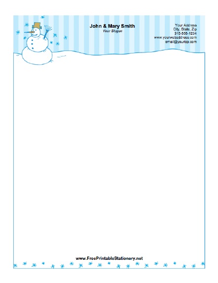 Winter Snowman stationery design