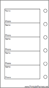 Mini Organizer Phone List (1-column) - Left