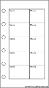 Mini Organizer Phone List (2-column) - Right