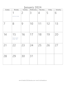 Printable January 2024 Calendar (vertical)