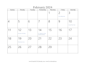 Printable February 2024 Calendar