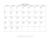 Printable April 2024 Calendar