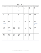 Printable May 2024 Calendar (vertical)