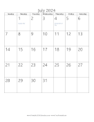 Printable July 2024 Calendar (vertical)