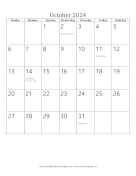 Printable October 2024 Calendar (vertical)