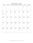 Printable November 2024 Calendar (vertical)