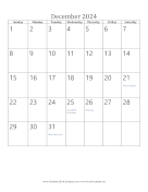 Printable December 2024 Calendar (vertical)