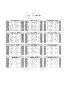 Printable 2024 Calendar One Page Vertical Grid Descending Shaded Weekends