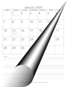 Printable 2024 Monthly Calendar with Notes Portrait