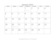 Printable January 2025 Calendar