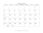 Printable March 2025 Calendar