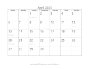 Printable April 2025 Calendar