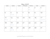 Printable May 2025 Calendar