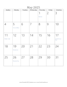 Printable May 2025 Calendar (vertical)