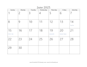 Printable June 2025 Calendar