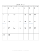 Printable June 2025 Calendar (vertical)