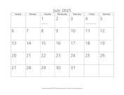 Printable July 2025 Calendar