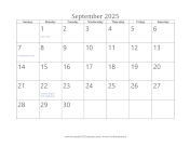 Printable September 2025 Calendar