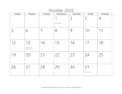 Printable October 2025 Calendar