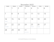 Printable December 2025 Calendar