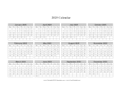 Printable 2025 Calendar One Page Horizontal Grid Descending Monday Start