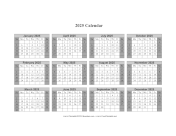 Printable 2025 Calendar One Page Horizontal Grid Descending Shaded Weekends