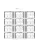 Printable 2025 Calendar One Page Vertical Grid Descending Shaded Weekends