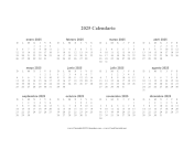 Printable 2025 Calendario en Una Pagina Horizontal