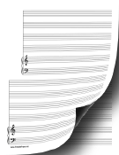 Printable 2 Systems of 4 Staves and Piano Music Paper