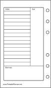 Pocket Organizer Cornell Note Page - Left