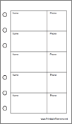 Pocket Organizer Phone List (2-column) - Right