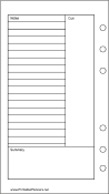 Personal Organizer Cornell Note Page - Left