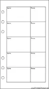 Personal Organizer Phone List (2-column) - Right