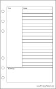 Travel Organizer Cornell Note Page - Right