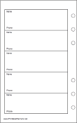 Travel Organizer Phone List (1-column) - Left