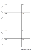 Travel Organizer Phone List (2-column) - Right