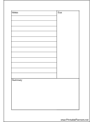 A6 Organizer Cornell Note Page - Left