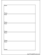 A6 Organizer Phone List 1 col - Left