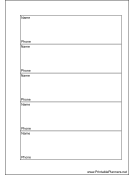 A6 Organizer Phone List 1 col - Right