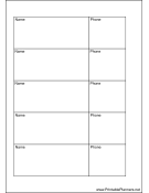 A6 Organizer Phone List 2 col - Left