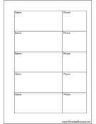 A6 Organizer Phone List 2 col - Right