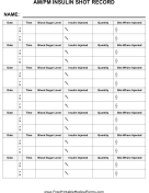 AM PM Insulin Shot Record