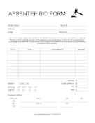 Absentee Bid Form Template