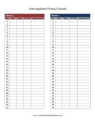 Anticoagulation Dosing Calendar