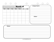 BW Student Planner Calendar with Notes