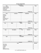 Bankruptcy Assets Worksheet