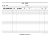 Bar Inventory Template